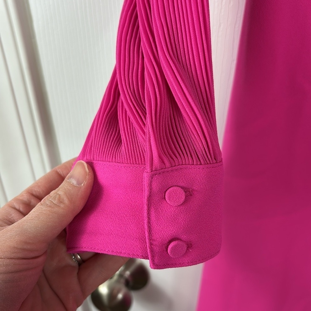 NWT J.Crew bright pink pleated sleeve a line dress sz 2 - Picture 12 of 12